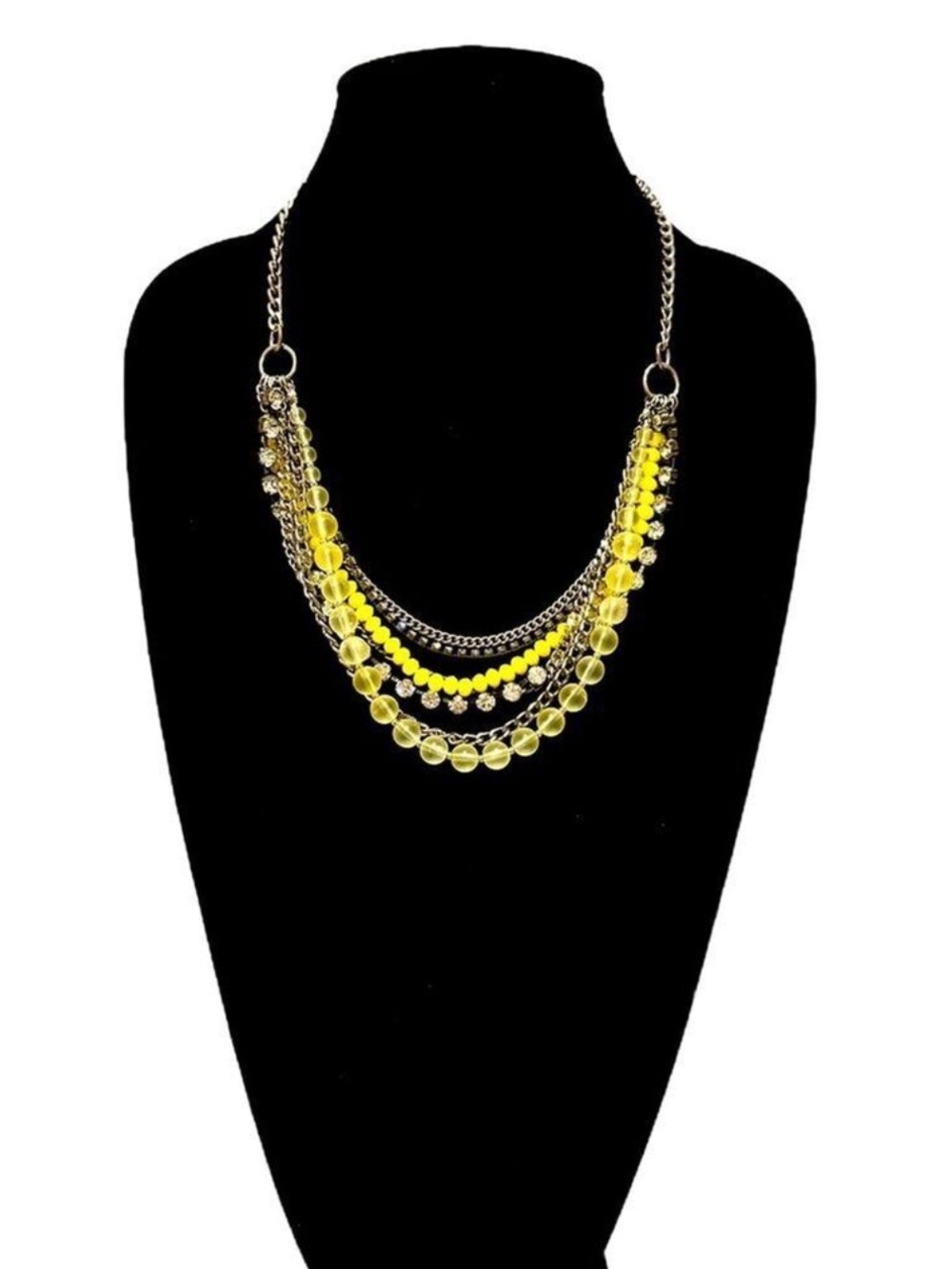 LOFT |Sunshine Yellow Layered Rhinestone & Beaded Strands Necklace | NWT